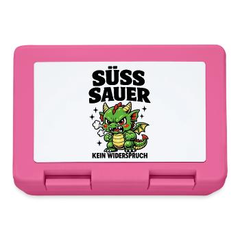 Wütender Comic Drache im Fantasy Kawaii Stil - Brotdose - Pink - Vorne