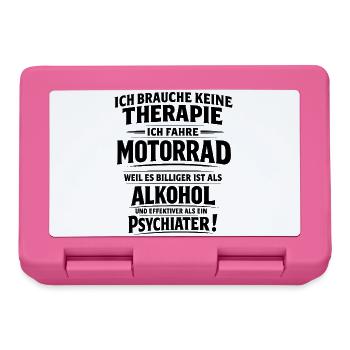Motorrad statt Therapie lustiger Biker Spruch - Brotdose - Pink - Vorne