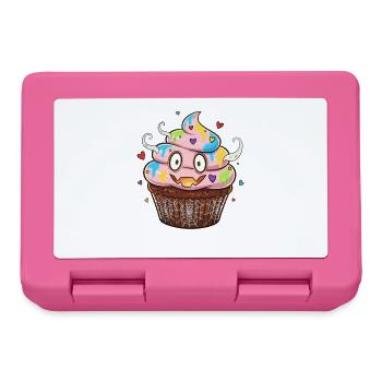 Bunter Cupcake mit Augen & Farben - Brotdose - Pink - Vorne