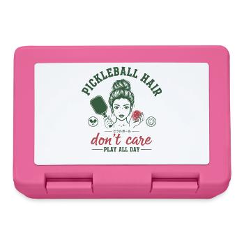 Pickleball Hair Dont Care Play All Day Funny - Lunchbox - pink - Front