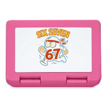 Six Seven 67 Italian Brainrot Ninja Humor Funny - Lunchbox - pink - Front