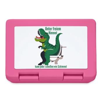 Dino auf Toilette im Freien - Brotdose - Pink - Vorne