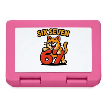 Six Seven Katze 67 Italian Brainrot Humor - Brotdose - Pink - Vorne