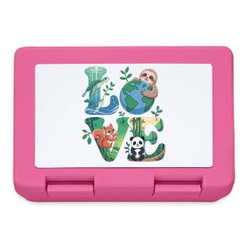 Nature Love Shirt Panda Sloth Turtle - Lunchbox - pink - Front