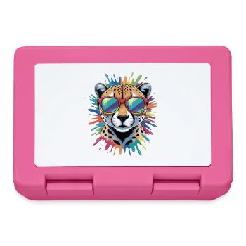 Colorful Cheetah Watercolors Splashes Graffiti - Lunchbox - pink - Front