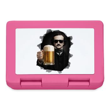 Edgar Allan Poe avec de la bière et des lunettes de soleil - Boîte à goûter - rose - Devant