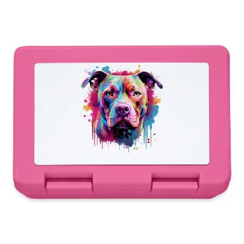 Art éclaboussuré de Pitbull Dog Coloré - Boîte à goûter - rose - Devant