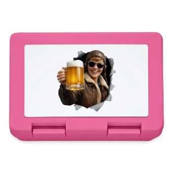 Amelia Earhart mit Sonnenbrille und Bier - Brotdose - Pink - Vorne