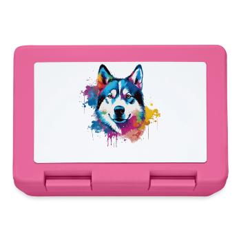 Chien coloré Husky Splash Art - Boîte à goûter - rose - Devant