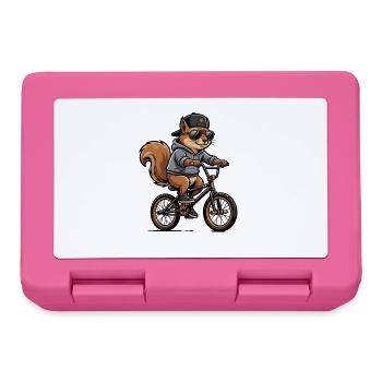 Cooles BMX Eichhörnchen mit Cap und Hoodie - Brotdose - Pink - Vorne
