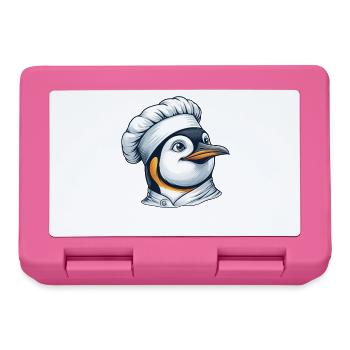 Happy Penguin Chef Chef Dessin Animé Cuisine - Boîte à goûter - rose - Devant