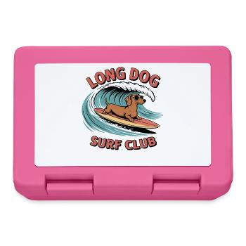 Un teckel surfe sur une planche – style rétro surf - Boîte à goûter - rose - Devant