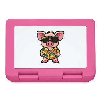 Schwein Comic Urlaub - Brotdose - Pink - Vorne