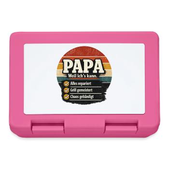 Papa weil ich's kann Spruch für Multitalente - Brotdose - Pink - Vorne