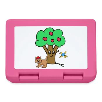 Pommier Chat Oiseau Enfants Jardin Nature - Boîte à goûter - rose - Devant
