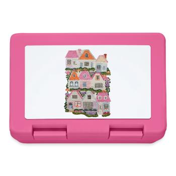  Bunte Häuser mit Blumen und Bäumen – Märchenhafte - Brotdose - Pink - Vorne