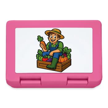Farmer and harvest of the cheerful vegetable garden - Lunchbox - pink - Front