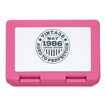 Vintage May 1986 | Aged to perfection | Birthday - Lunchbox - pink - Front