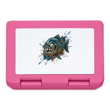 Mutiger Piranha mit Farbspritzern - Brotdose - Pink - Vorne