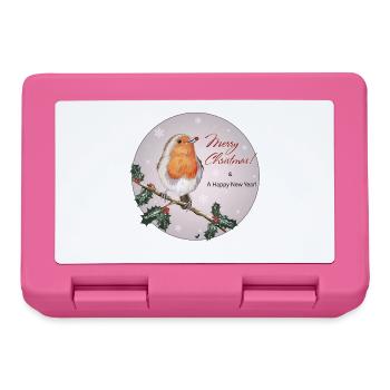 Vogel auf einem Zweig Abbildung mit Inschrift - Brotdose - Pink - Vorne