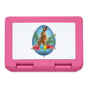 Bunny, Easter eggs and cherry blossoms illustration - Lunchbox - pink - Front