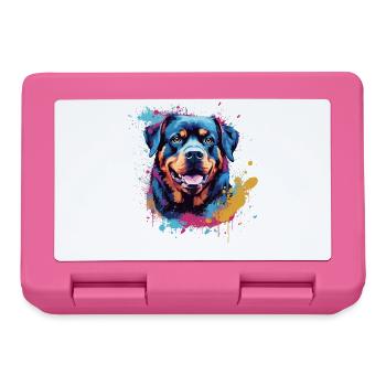 Art éclaboussé coloré du chien rottweiler - Boîte à goûter - rose - Devant