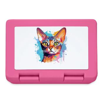 Abessinisches Katzengesicht – bunte Splash-Kunst - Brotdose - Pink - Vorne