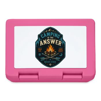 Camping ist die Antwort Lagerfeuer Motiv - Brotdose - Pink - Vorne