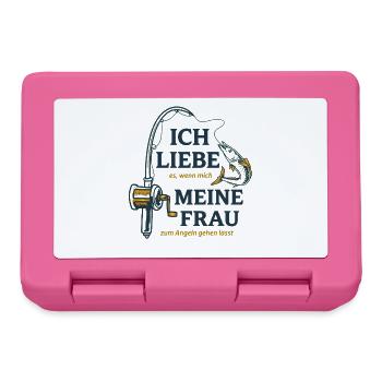 Angeln Lustiger Spruch Meine Frau - Brotdose - Pink - Vorne