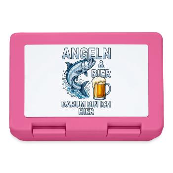 Angeln und Bier Darum bin ich hier Fisch - Brotdose - Pink - Vorne