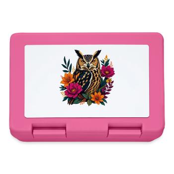 Tawny owl in a wreath of flowers - Lunchbox - pink - Front