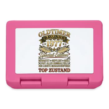 Oldtimer Baujahr 1977 Geburtstag Retro Biker - Brotdose - Pink - Vorne