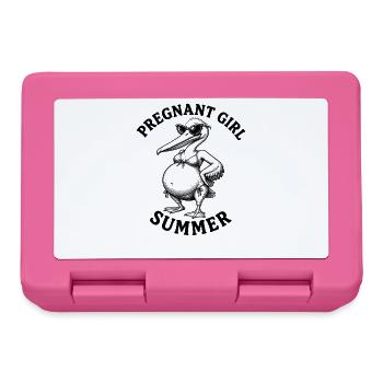 Fille enceinte, plage d’été, pélican, drôle - Boîte à goûter - rose - Devant