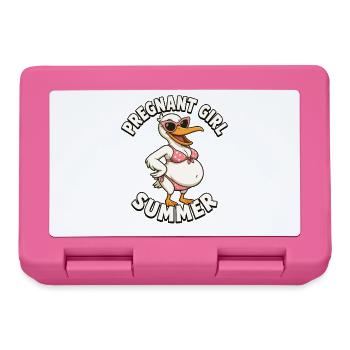 Fille enceinte, plage d’été, pélican, drôle - Boîte à goûter - rose - Devant