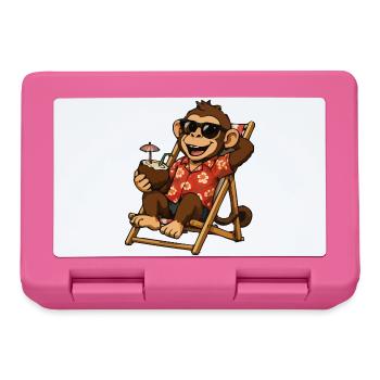 Monkey on the beach in Hawaiian look - Lunchbox - pink - Front
