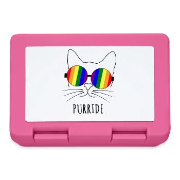 Purride Cat Fierté LGBT gay avec des lunettes arc-en-ciel - Boîte à goûter - rose - Devant
