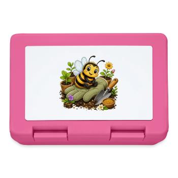Biene Honig Imker Honigwabe Blumen Wiese Insekt - Brotdose - Pink - Vorne