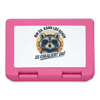 Es Eskaliert Eh Waschbär Party Spruch Humor - Brotdose - Pink - Vorne
