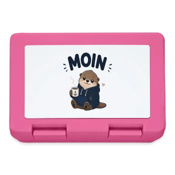 Moin Otter with Coffee Pullover Hoodie - Lunchbox - pink - Front