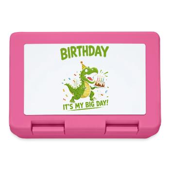Birthday Saurus T-rex Dino Cake Party Roar - Lunchbox - pink - Front