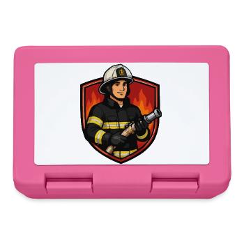 Firefighter hero in helmet - Lunchbox - pink - Front