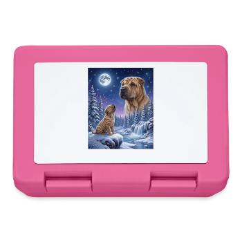 Hurlant vers la Lune Mème Chien Shar Pei - Boîte à goûter - rose - Devant