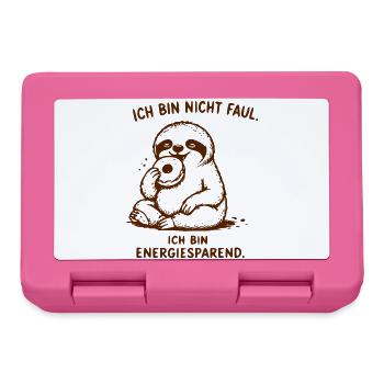 Energiesparendes Faultier: Nicht faul, sparsam - Brotdose - Pink - Vorne