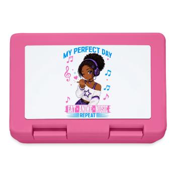 Anime et musique Anniversaire Chibi Black Girl - Boîte à goûter - rose - Devant