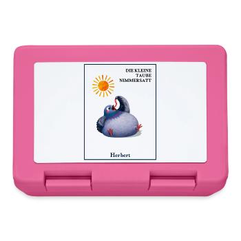 DIE KLEINE TAUBE NIMMERSATT - Herbert mit Wurm - Brotdose - Pink - Vorne