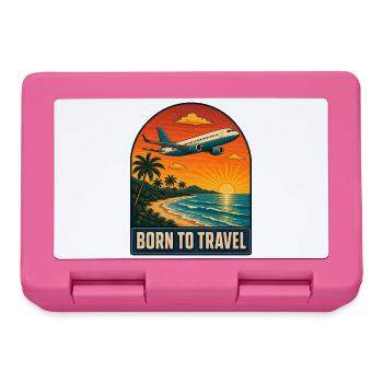 Né pour voyager sur Palm Sea Beach en avion - Boîte à goûter - rose - Devant