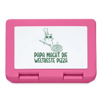 Papa macht die weltbeste Pizza Retro Katze - Brotdose - Pink - Vorne