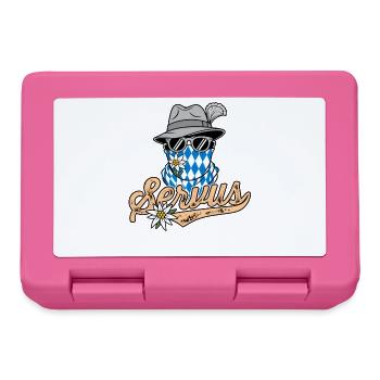Homme bavarois à lunettes et chapeau bavarois Servus - Boîte à goûter - rose - Devant
