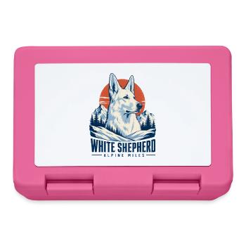 Retro Alpen-Weißer Schäferhund, Weißer Deutscher Schäferhund - Brotdose - Pink - Vorne