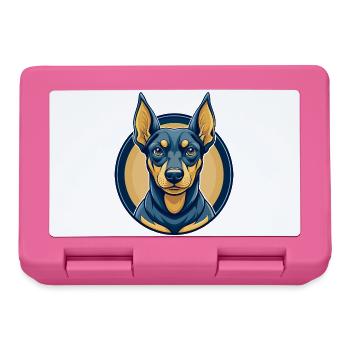 Deutscher Pinscher-Hund Kawaii Maskottchen Cartoon-Clipart - Brotdose - Pink - Vorne